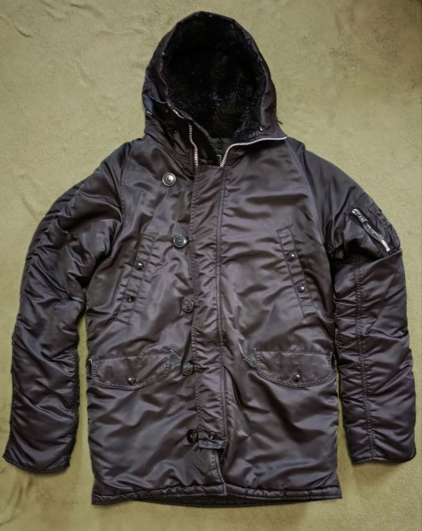 ALPHA N-3B タイトモデル 黒 フード付き ミリタリージャケット