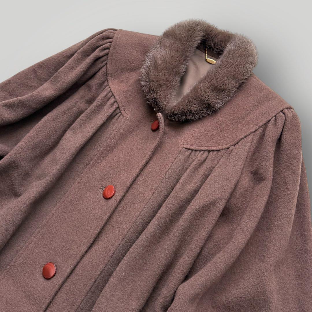 未使用品☆タグ付 カシミヤ ミンク MINK ロングコート 本毛皮 ブラウン