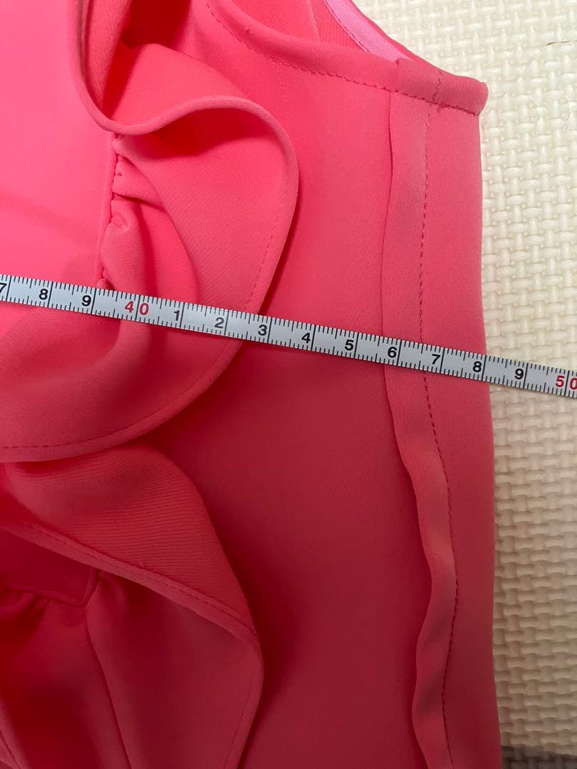 yokochan フリル付きピンクノースリーブロングワンピース