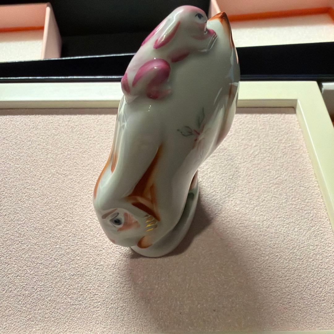 マイセン ミニ干支人形 卯(ウサギ)2体セット(台座付）