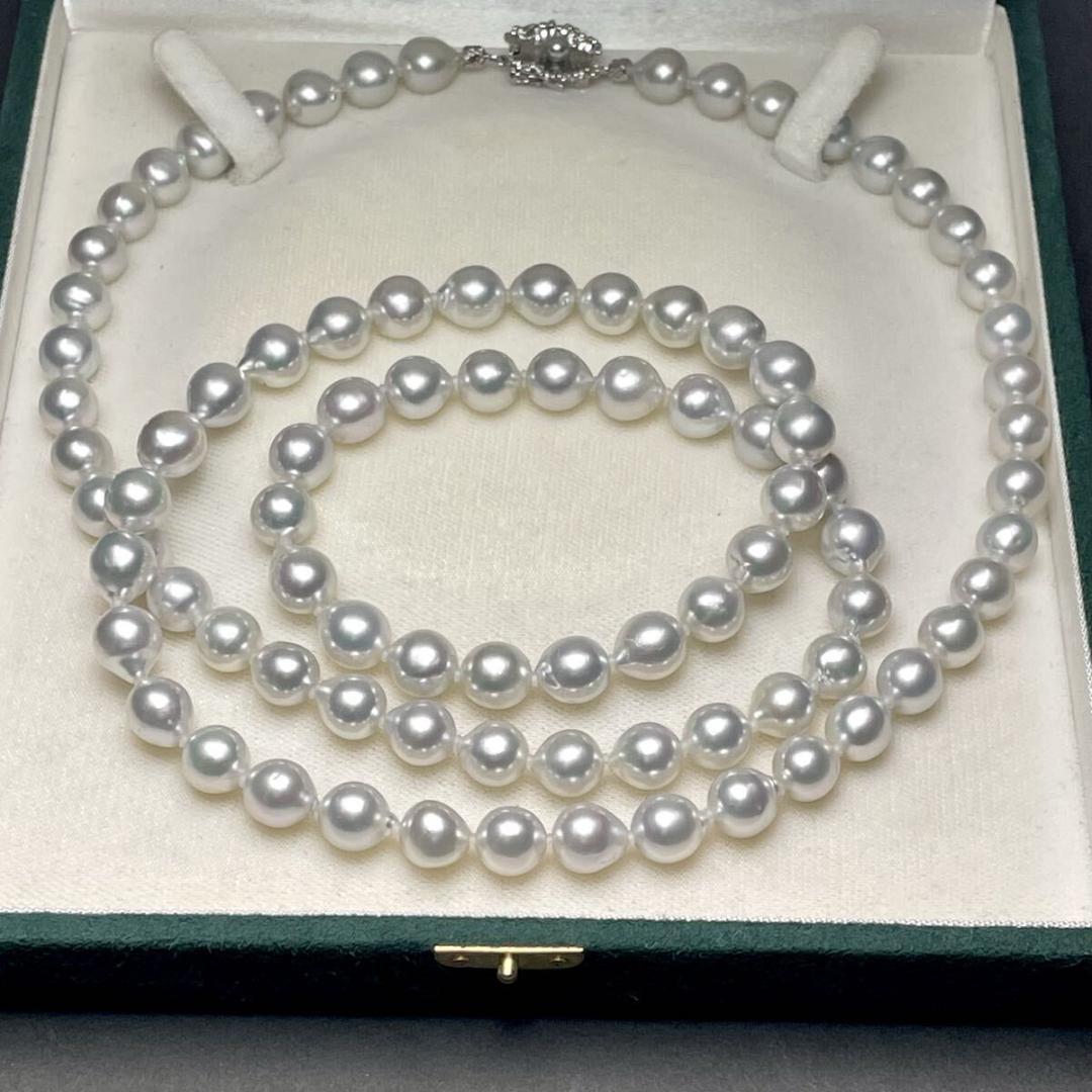 【オーロラ/テリ最強◎】タサキ アコヤ ブルーパール ネックレス 9mm 鑑別書