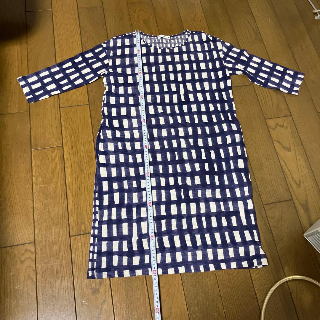 minä perhonen ミナポルホネン チェック柄 五分袖チュニック