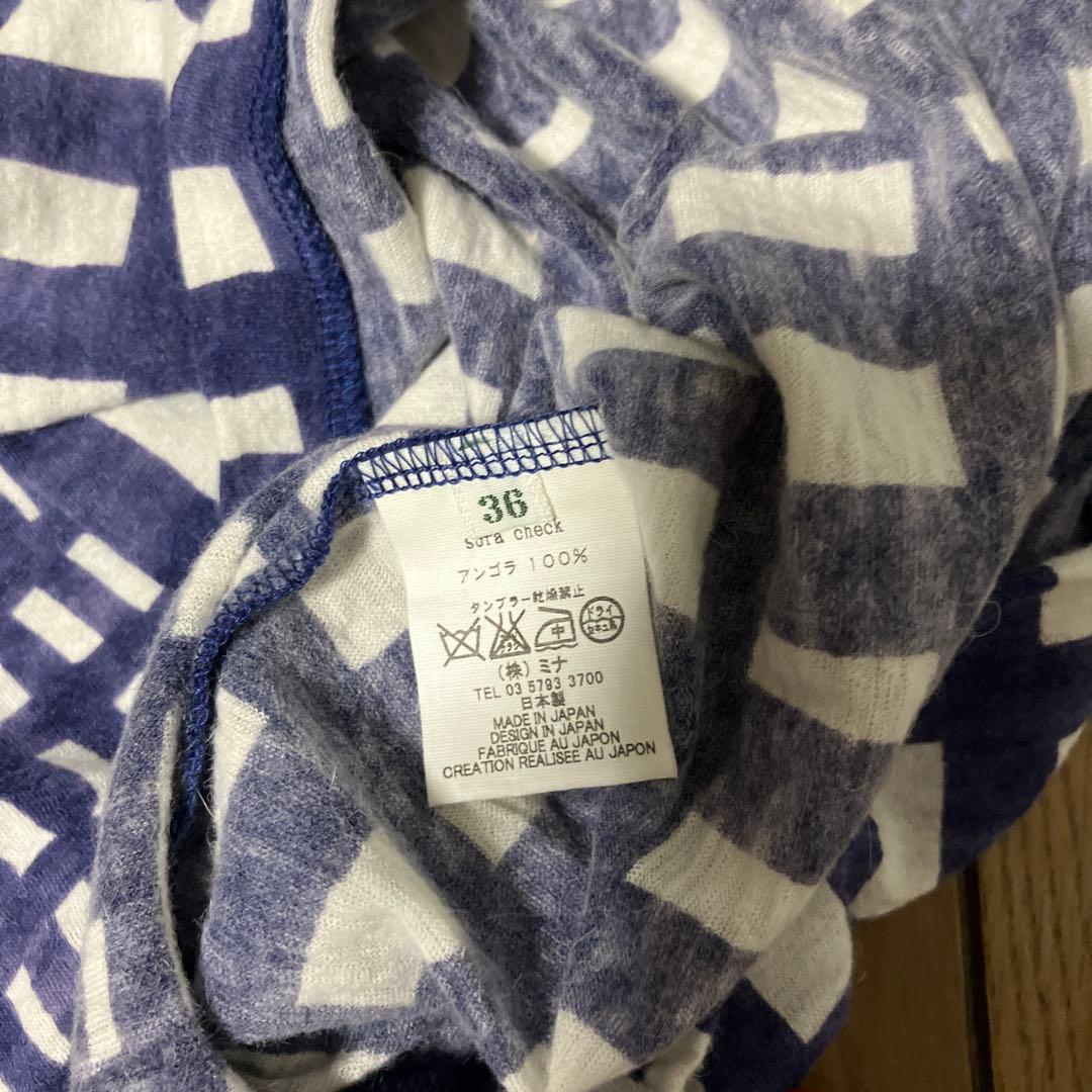 minä perhonen ミナポルホネン チェック柄 五分袖チュニック