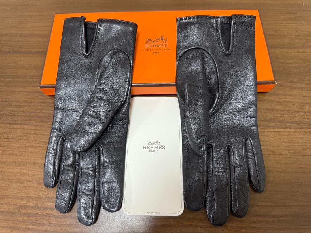 HERMES エルメス ソヤ ケリー金具 レザー 手袋 ブラック 箱付き