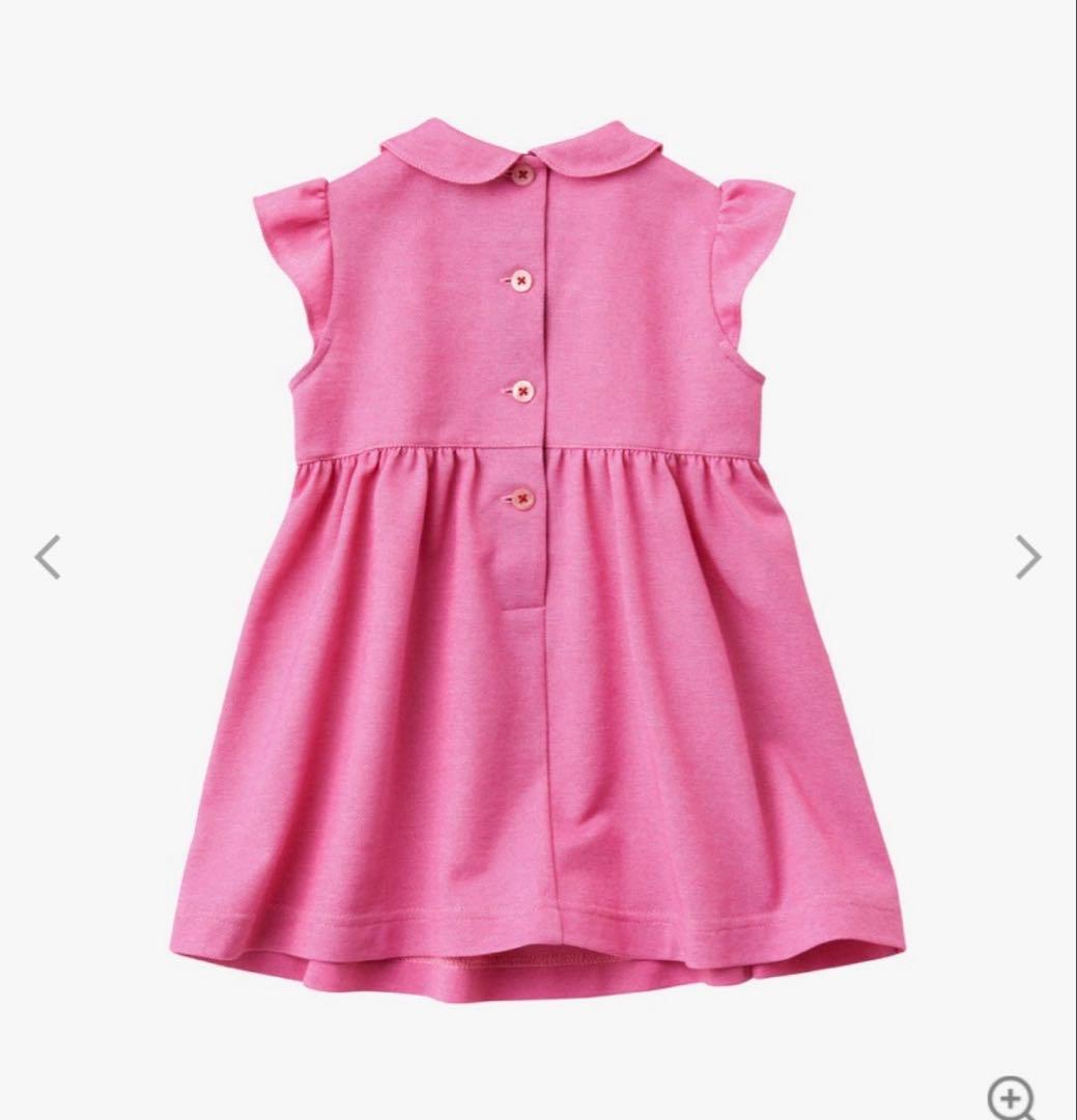 美品　ファミリア　ピンク チェリー刺繍 半袖ワンピース　100