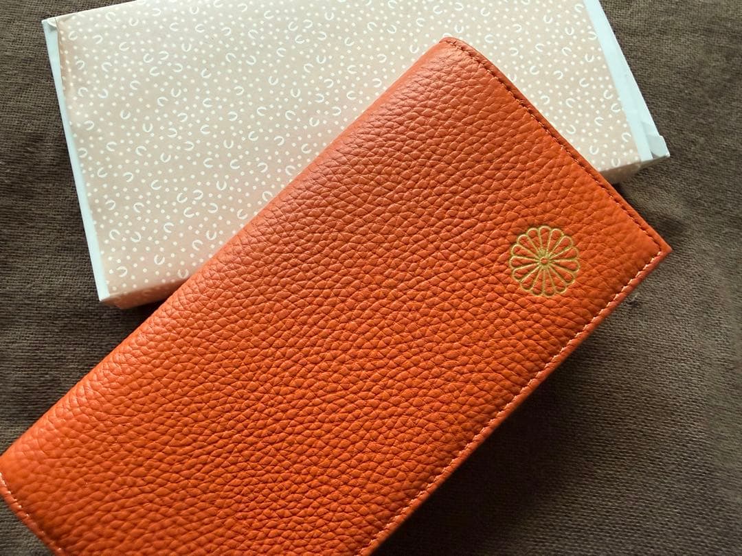 皇居 長財布 オレンジレザー 箱付き 未使用