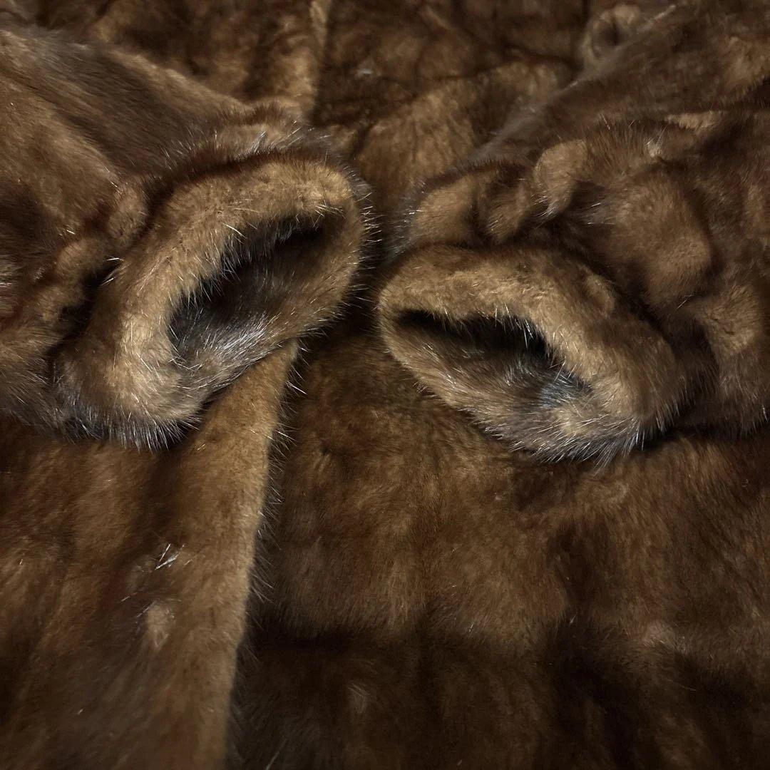 濃いめブラウン　柔らかい上質ミンクハーフコート　サイズ11号