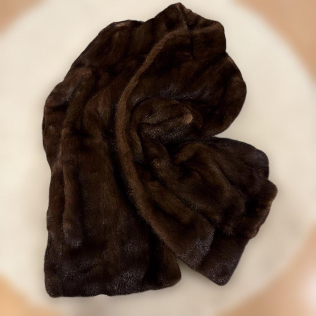 濃いめブラウン　柔らかい上質ミンクハーフコート　サイズ11号