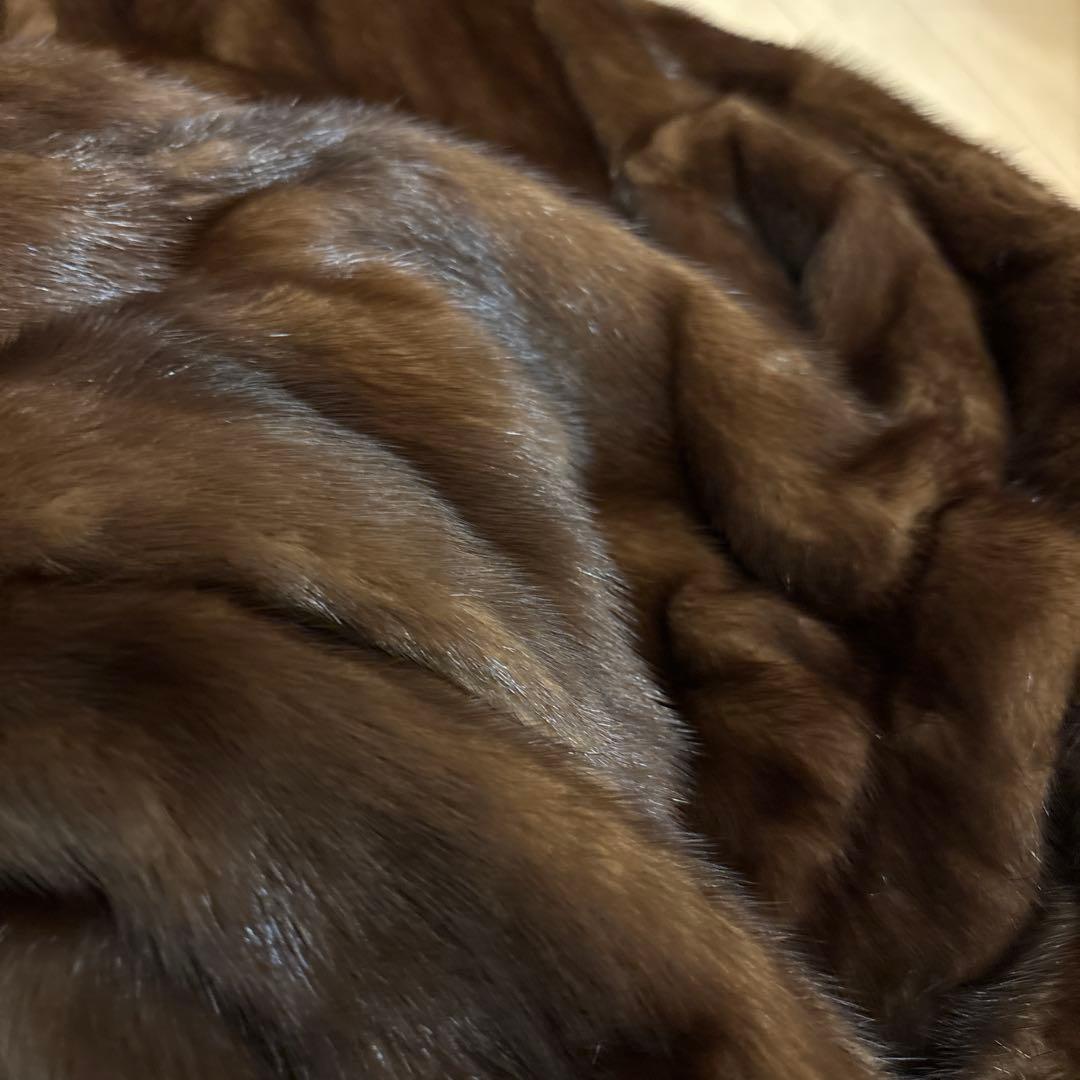 濃いめブラウン　柔らかい上質ミンクハーフコート　サイズ11号