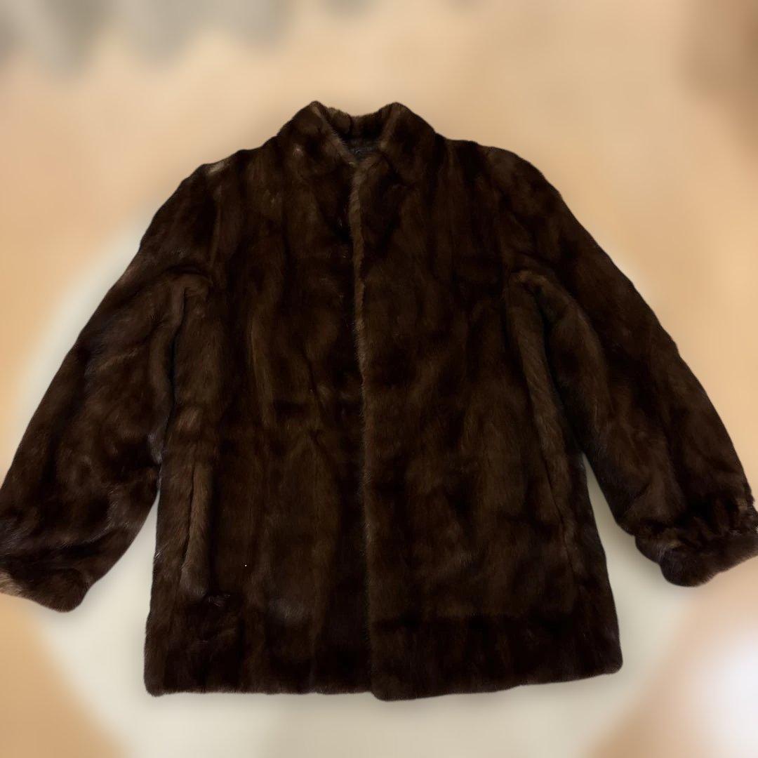 濃いめブラウン　柔らかい上質ミンクハーフコート　サイズ11号