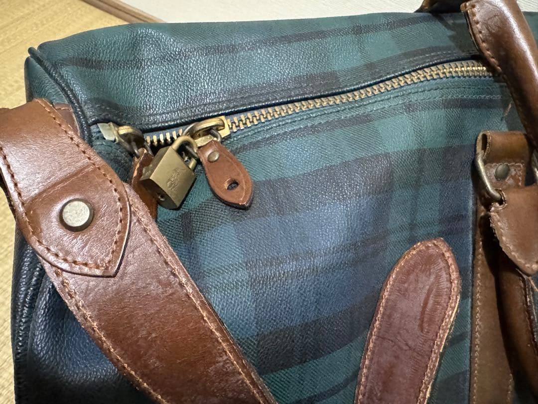 ラルフローレン レザーPVC 2way ブラックウォッチ 大容量ボストンバッグ