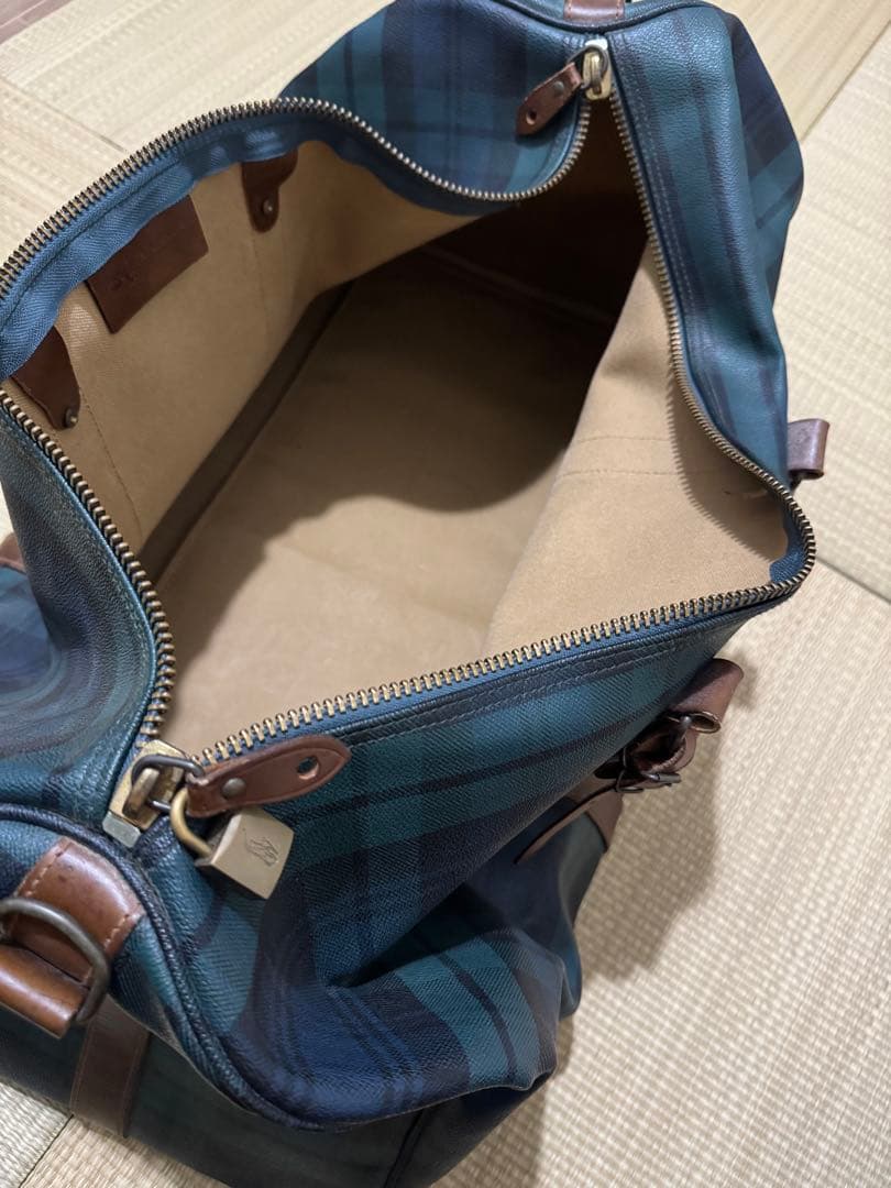 ラルフローレン レザーPVC 2way ブラックウォッチ 大容量ボストンバッグ