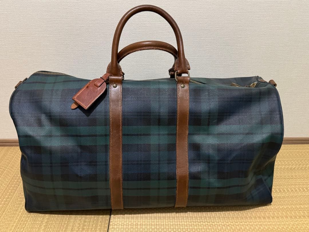 ラルフローレン レザーPVC 2way ブラックウォッチ 大容量ボストンバッグ