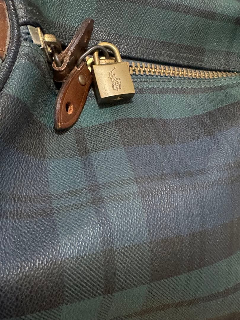 ラルフローレン レザーPVC 2way ブラックウォッチ 大容量ボストンバッグ