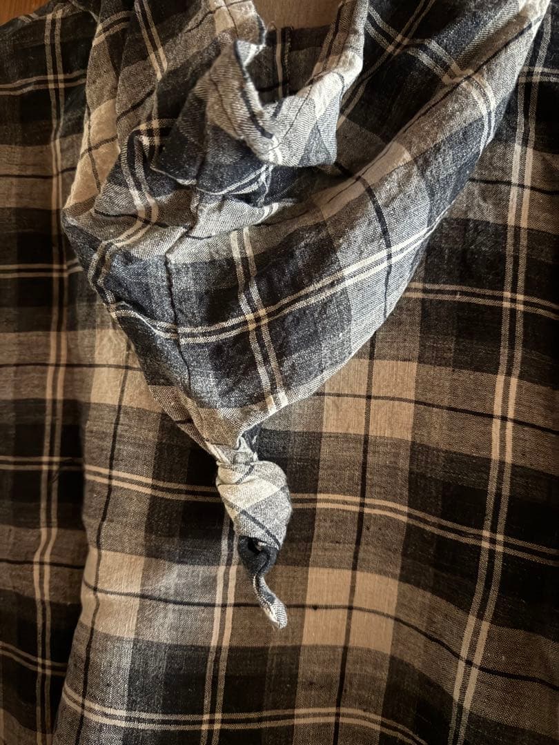 人気作家 pocchi パーカー　リネン ブラックチェック