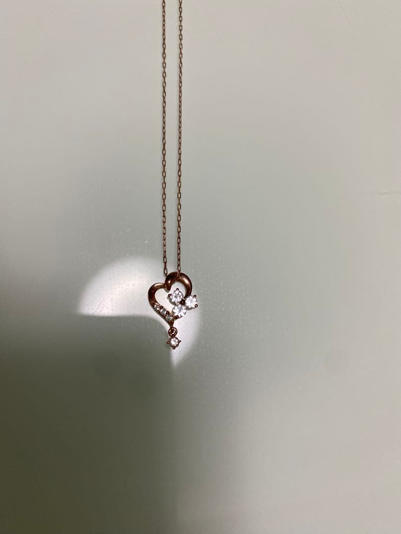 4°C10kピンクゴールド ハートフラワーネックレス