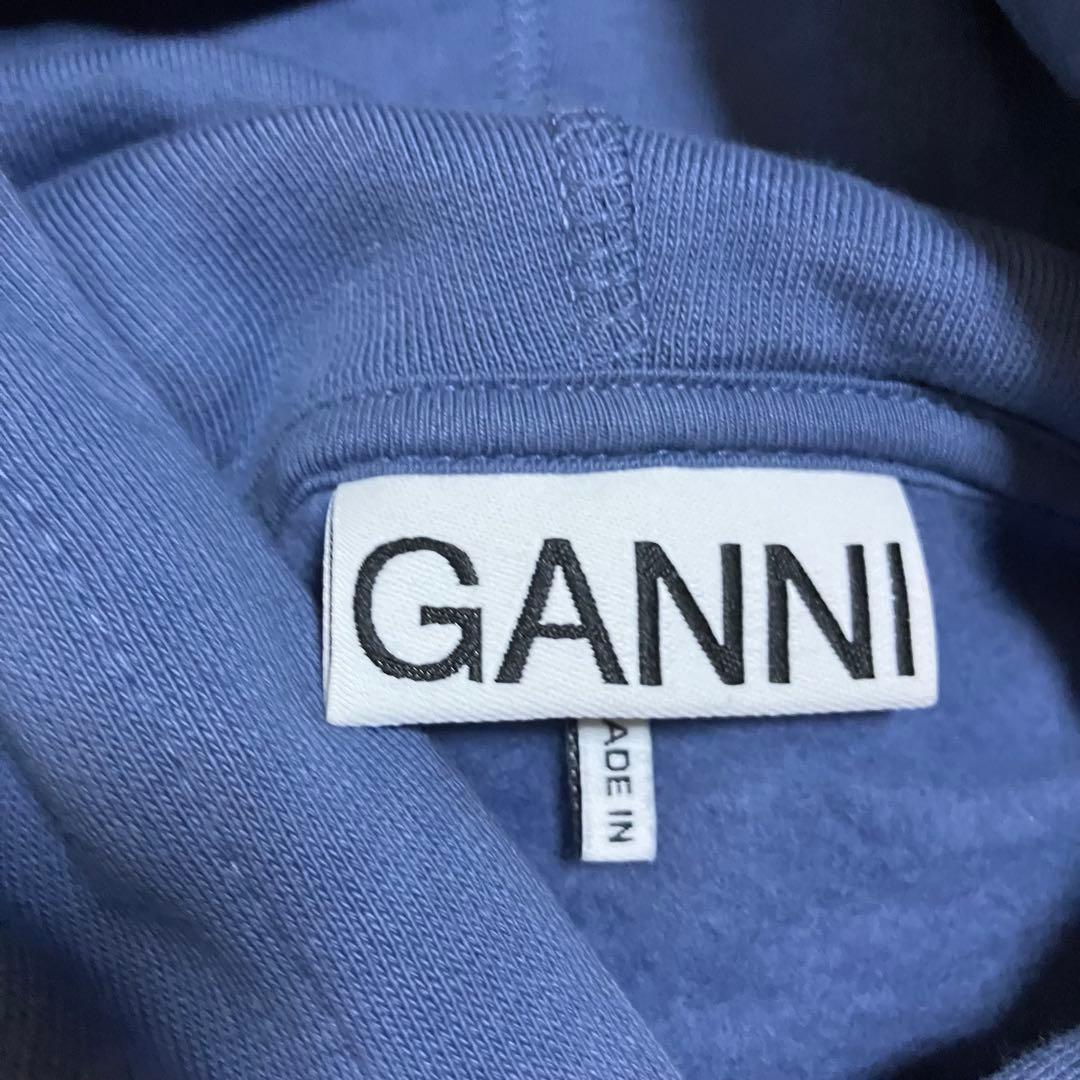 ガニー　花柄　ロゴ　ひまわり　プリント　ブルー　パーカー