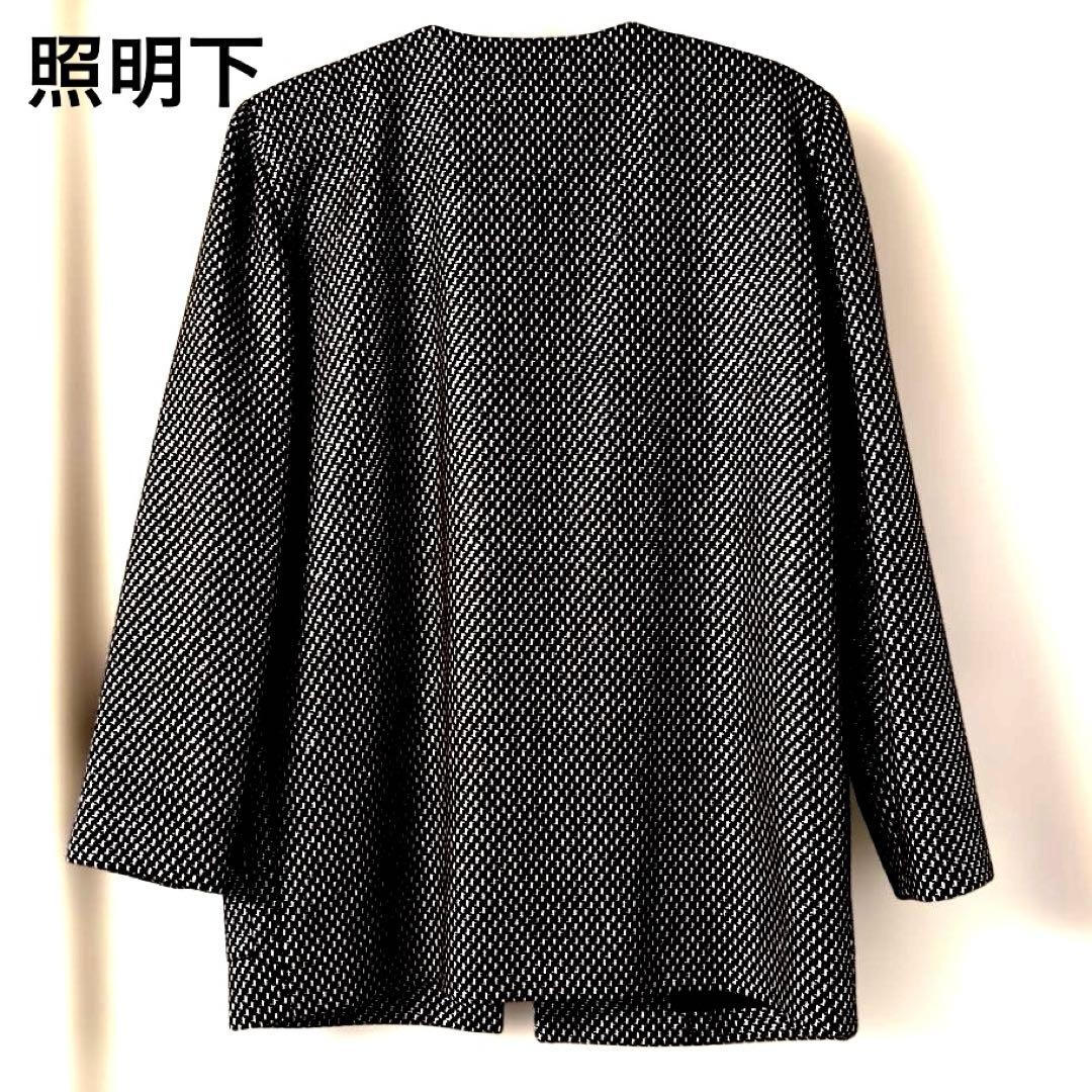 クリスチャンディオール ノーカラー ラメ ウール ツィードジャケット キラキラ