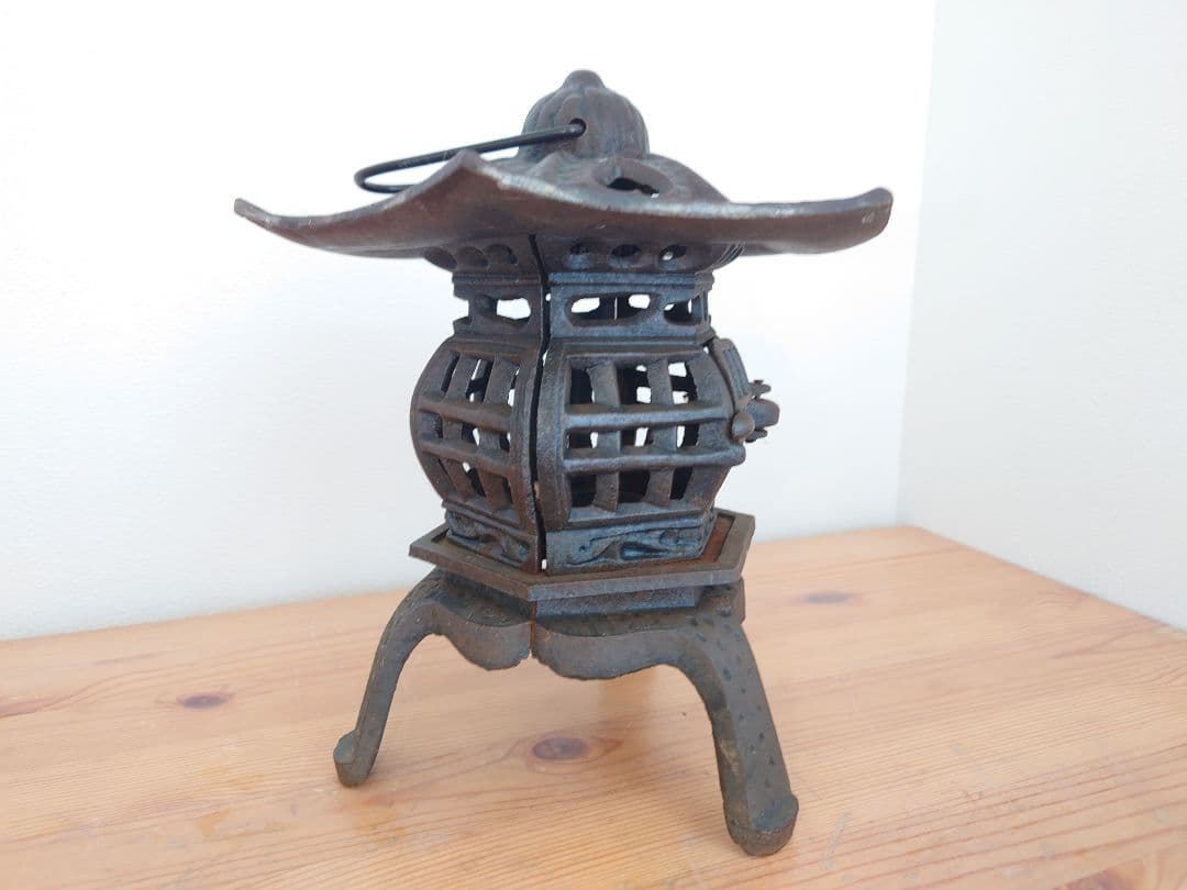 ★昭和レトロ 六角傘 鉄灯籠★古鉄 錆あり 古道具 アンティーク 吊り/置き