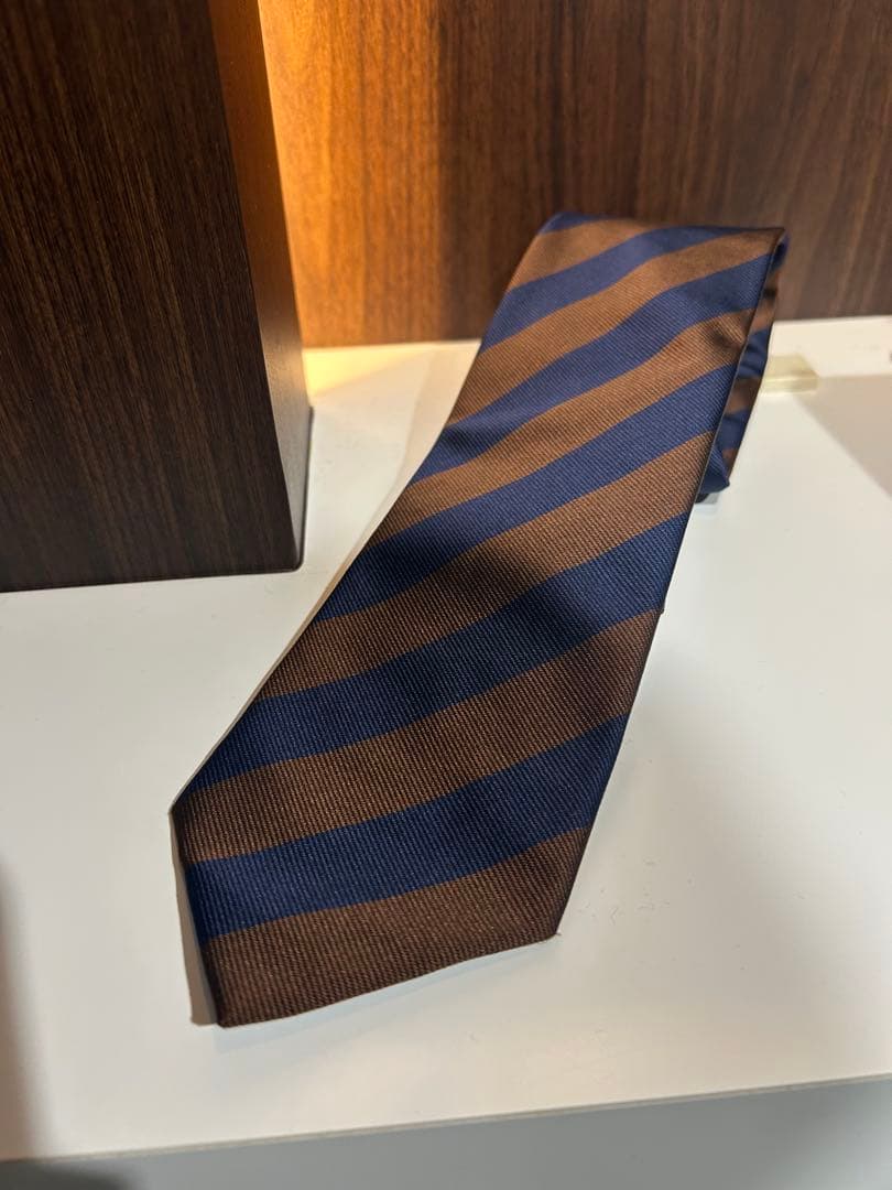 マリネッラ ネクタイ レジメンタル ネイビー ブラウンスミズーラ