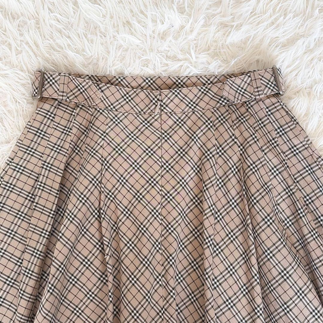 希少✨【バーバリーブルーレーベル】ダブルベルト ノバチェックフレアスカート 36