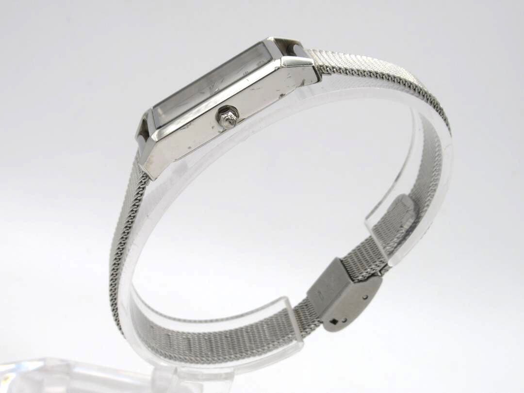 ete エテ レクタングルフェイス メッシュベルト シルバー 腕時計 1Pダイヤ