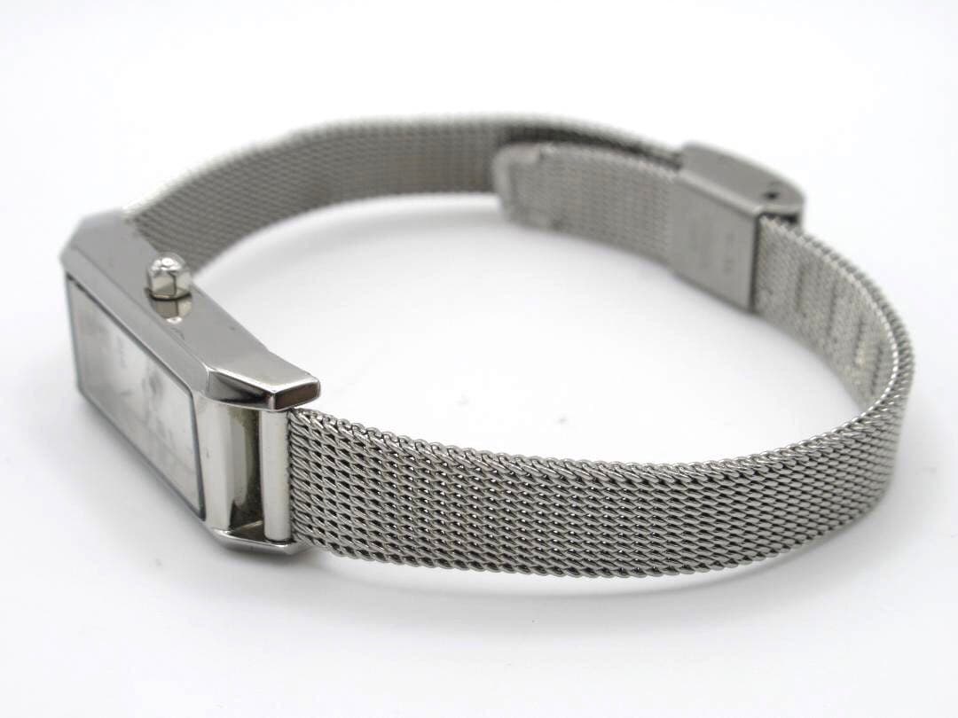 ete エテ レクタングルフェイス メッシュベルト シルバー 腕時計 1Pダイヤ