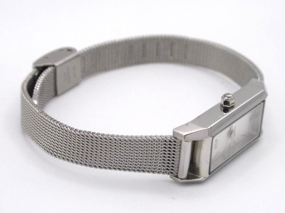 ete エテ レクタングルフェイス メッシュベルト シルバー 腕時計 1Pダイヤ