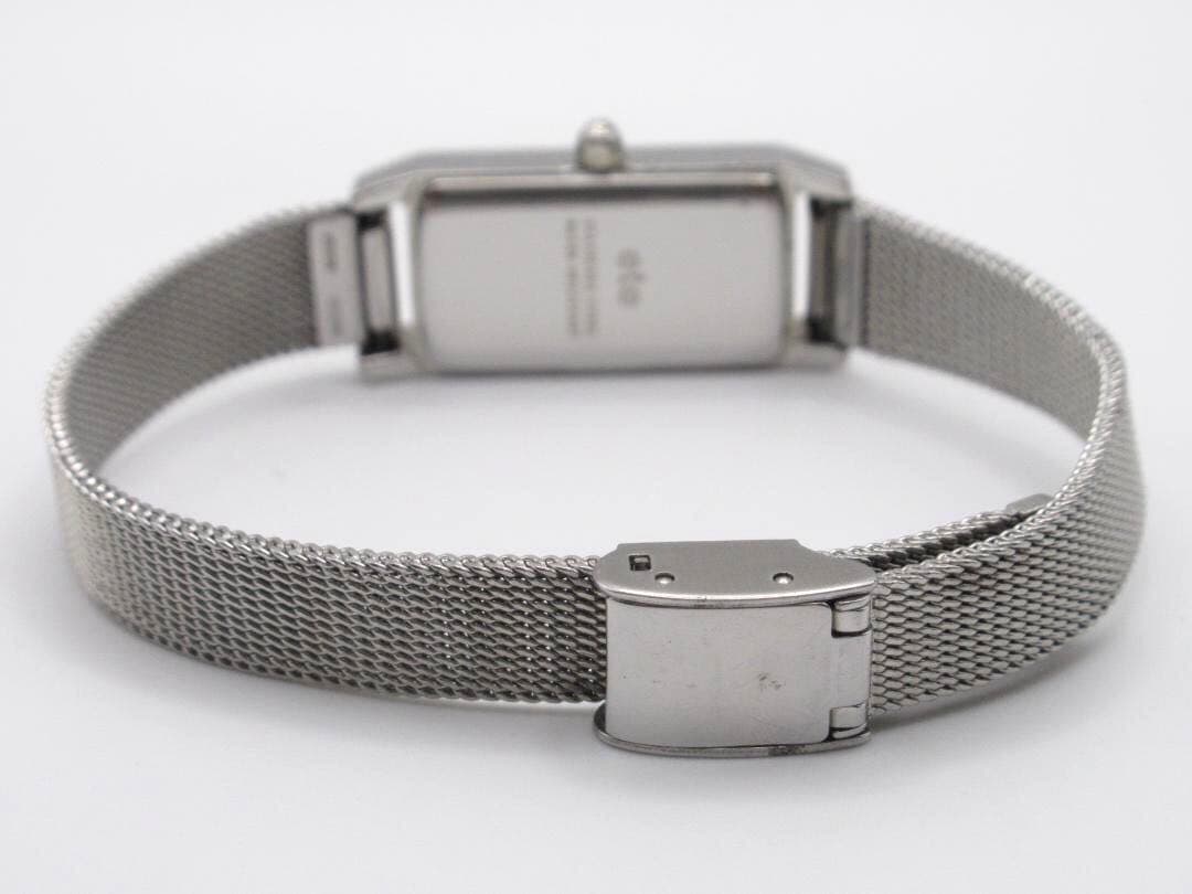 ete エテ レクタングルフェイス メッシュベルト シルバー 腕時計 1Pダイヤ