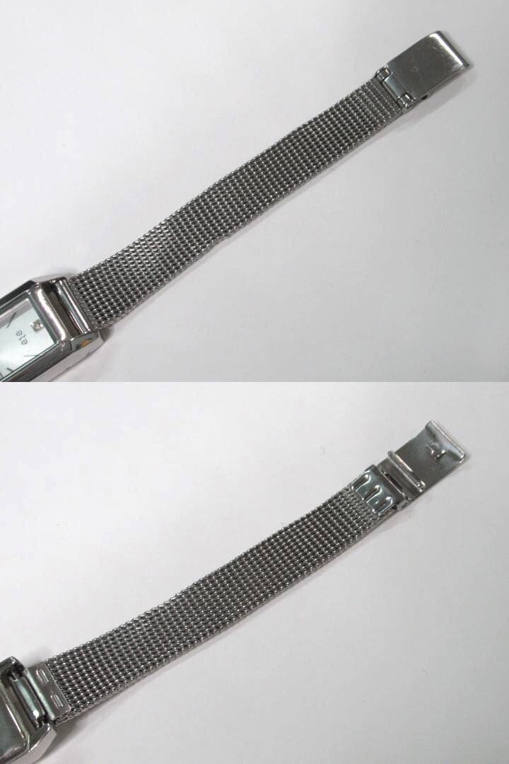 ete エテ レクタングルフェイス メッシュベルト シルバー 腕時計 1Pダイヤ