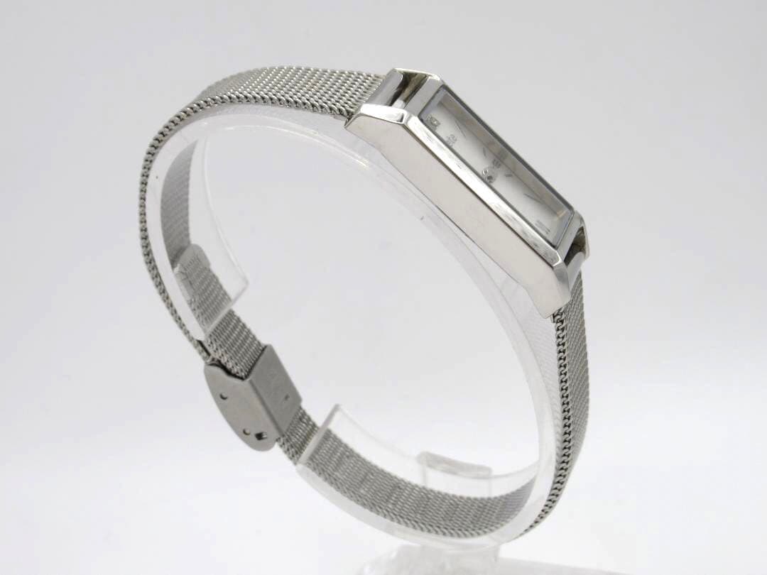 ete エテ レクタングルフェイス メッシュベルト シルバー 腕時計 1Pダイヤ