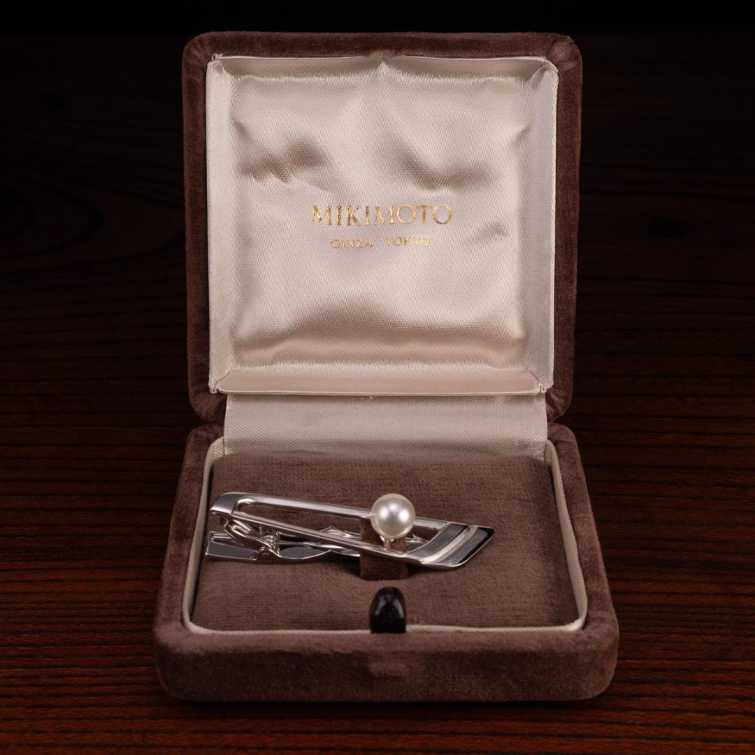 箱付き 世界最高品質ミキモト MIKIMOTO silver 真珠 ネクタイピン