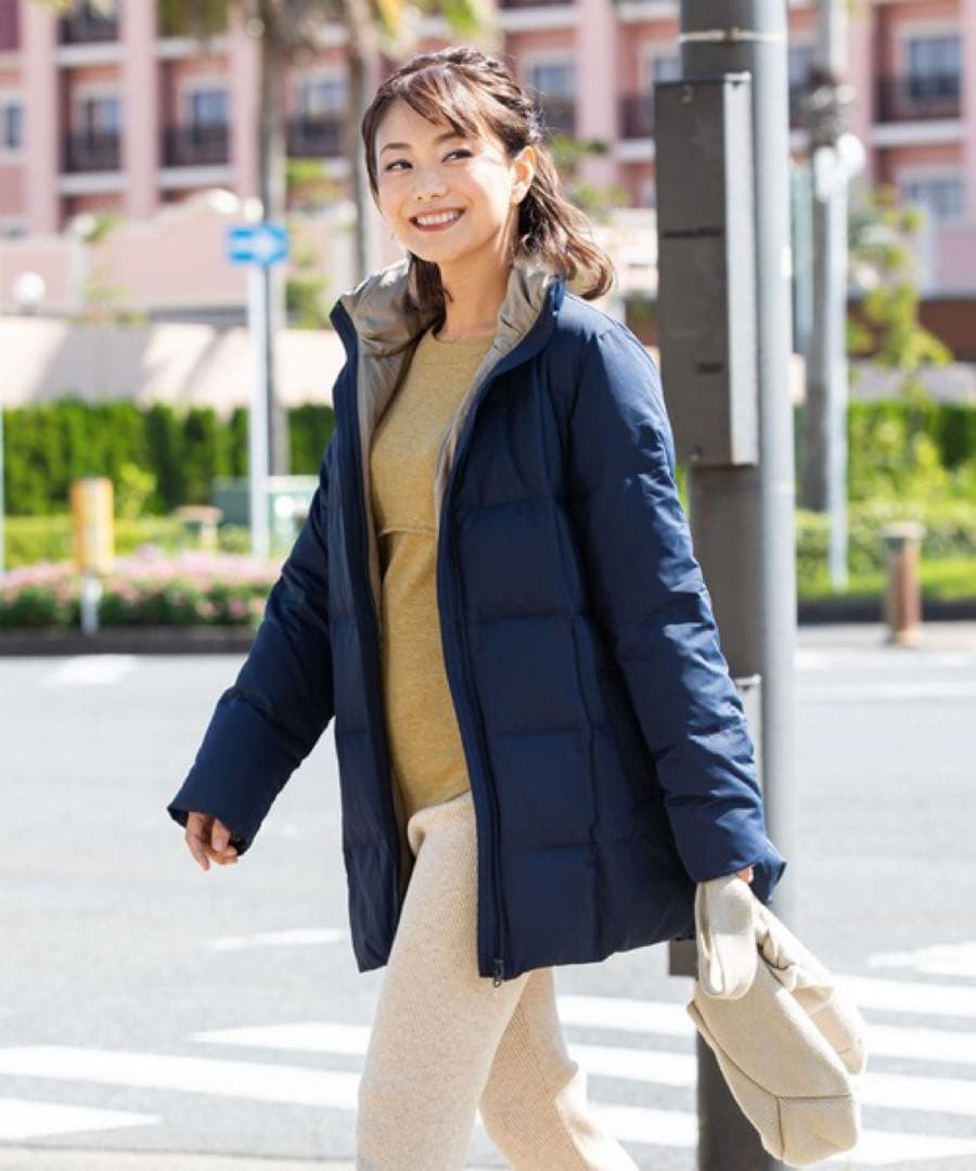 配色使い リバーシブル ダウンママコート ［マタニティ/産後］大きい サイズ