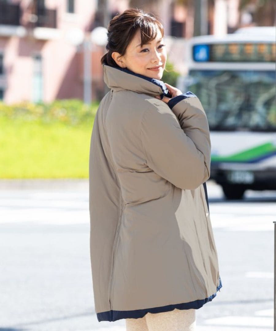 配色使い リバーシブル ダウンママコート ［マタニティ/産後］大きい サイズ