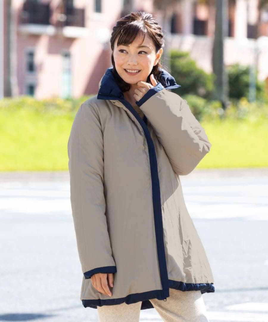 配色使い リバーシブル ダウンママコート ［マタニティ/産後］大きい サイズ