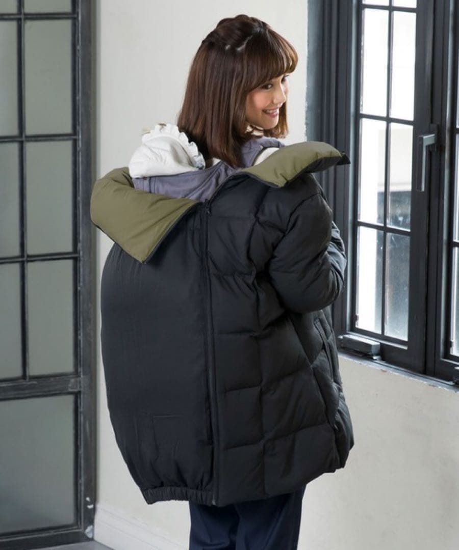 配色使い リバーシブル ダウンママコート ［マタニティ/産後］大きい サイズ