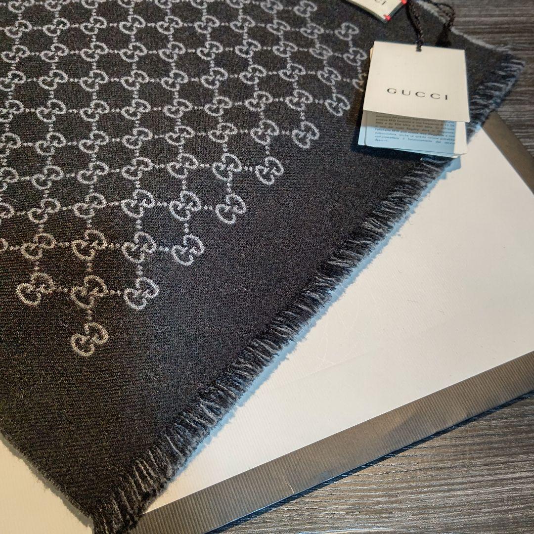 ❤極美品箱付き❤GUCCI マフラー ストール スカーフ❤人気ブラック❤