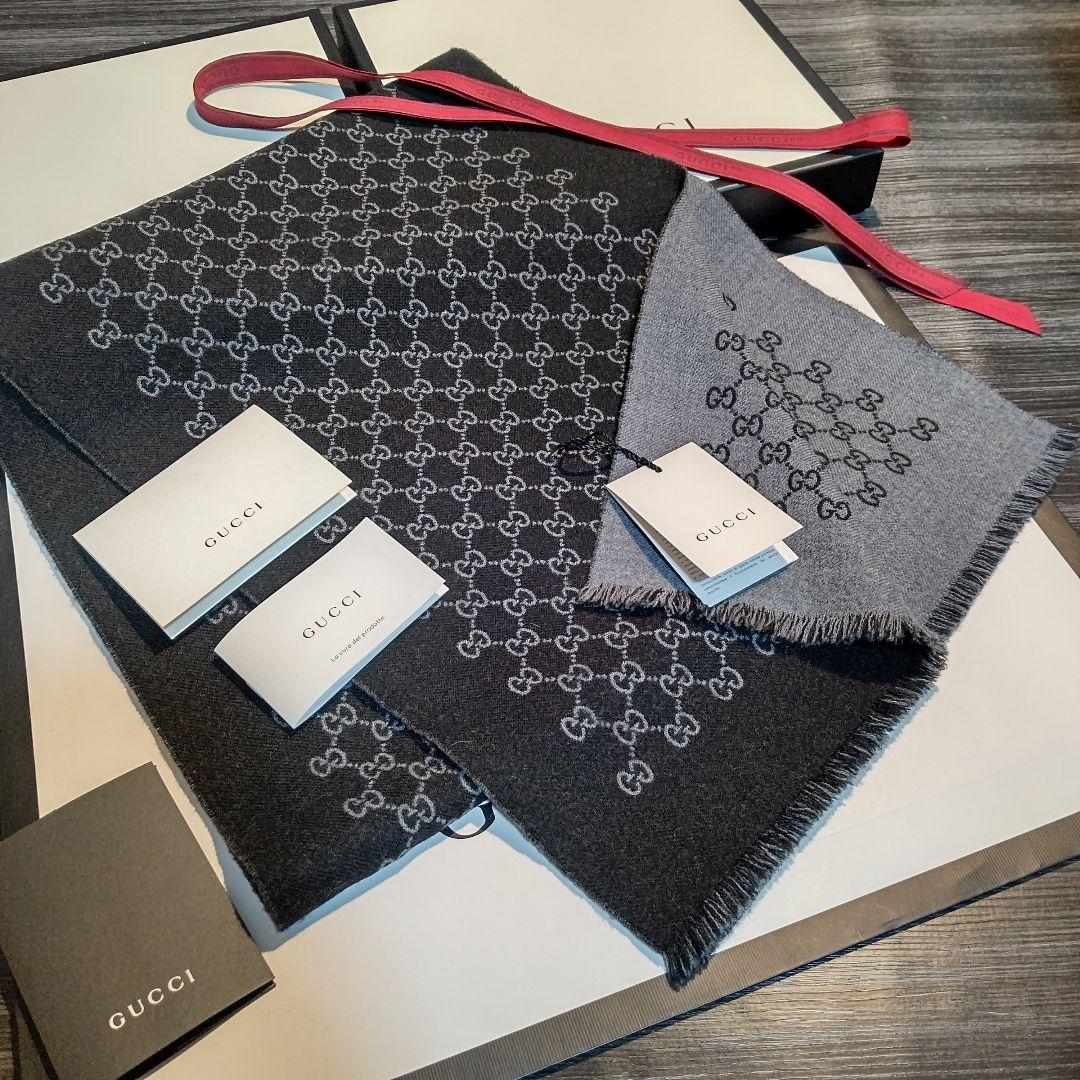 ❤極美品箱付き❤GUCCI マフラー ストール スカーフ❤人気ブラック❤
