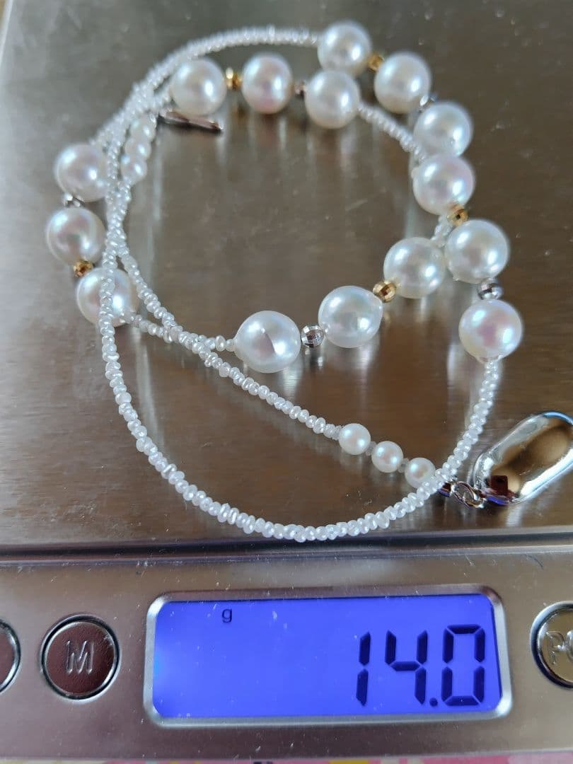 アコヤ真珠、あこや砂芥子パールのオメガ風ネックレス