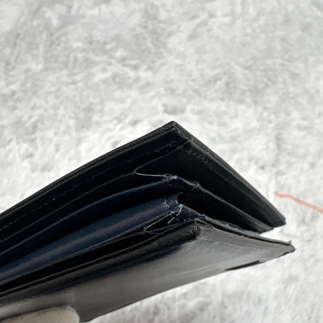 ポーター　プリュム　二つ折り財布　ロゴプレート　ネイビー　レザー