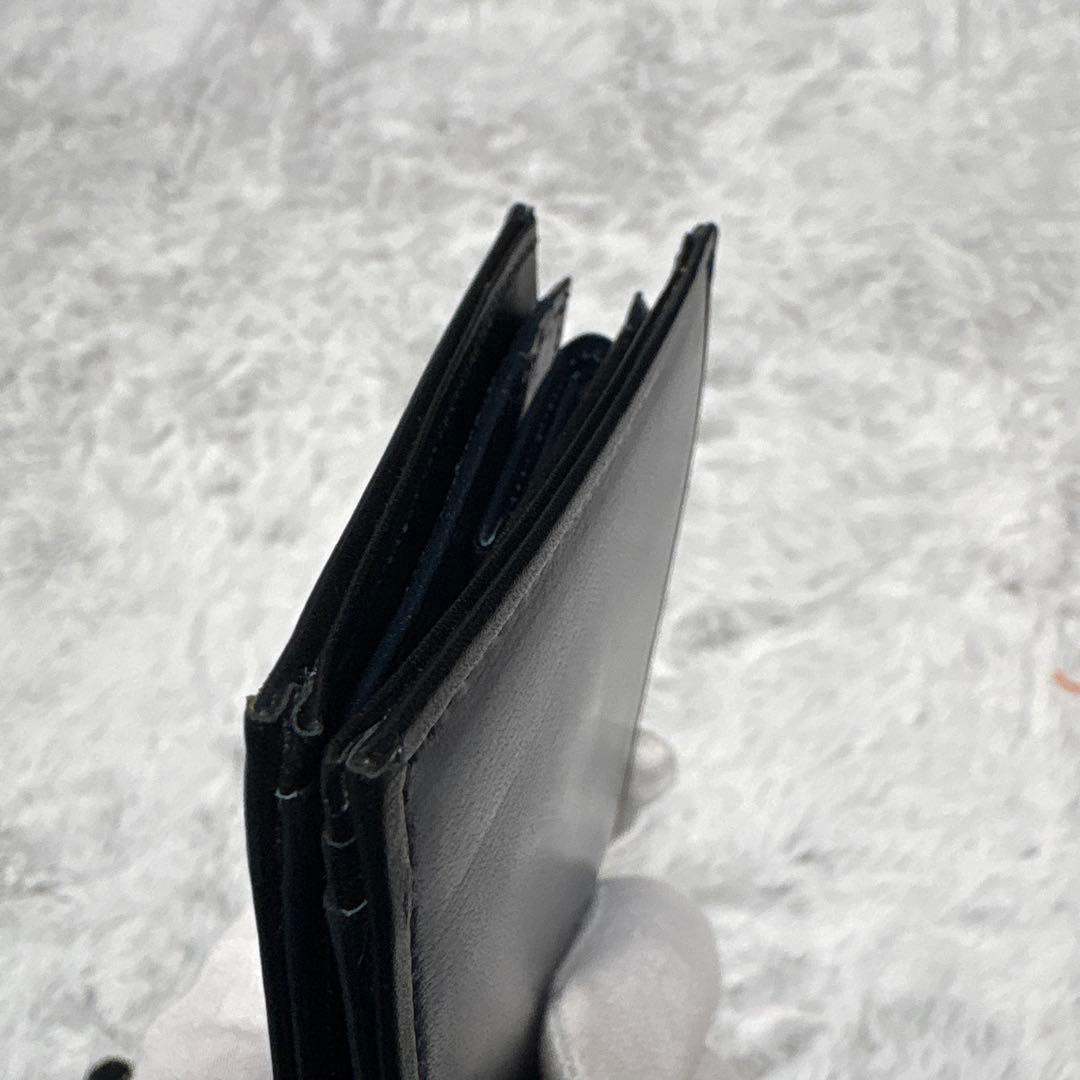 ポーター　プリュム　二つ折り財布　ロゴプレート　ネイビー　レザー