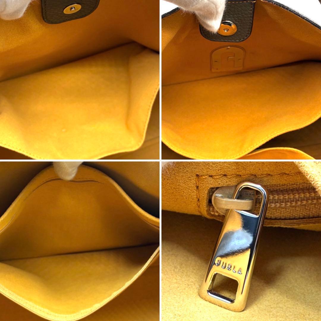 美品 フルラ プリムラ ホーボーバッグ L レザー 肩掛け A4可 カーキ