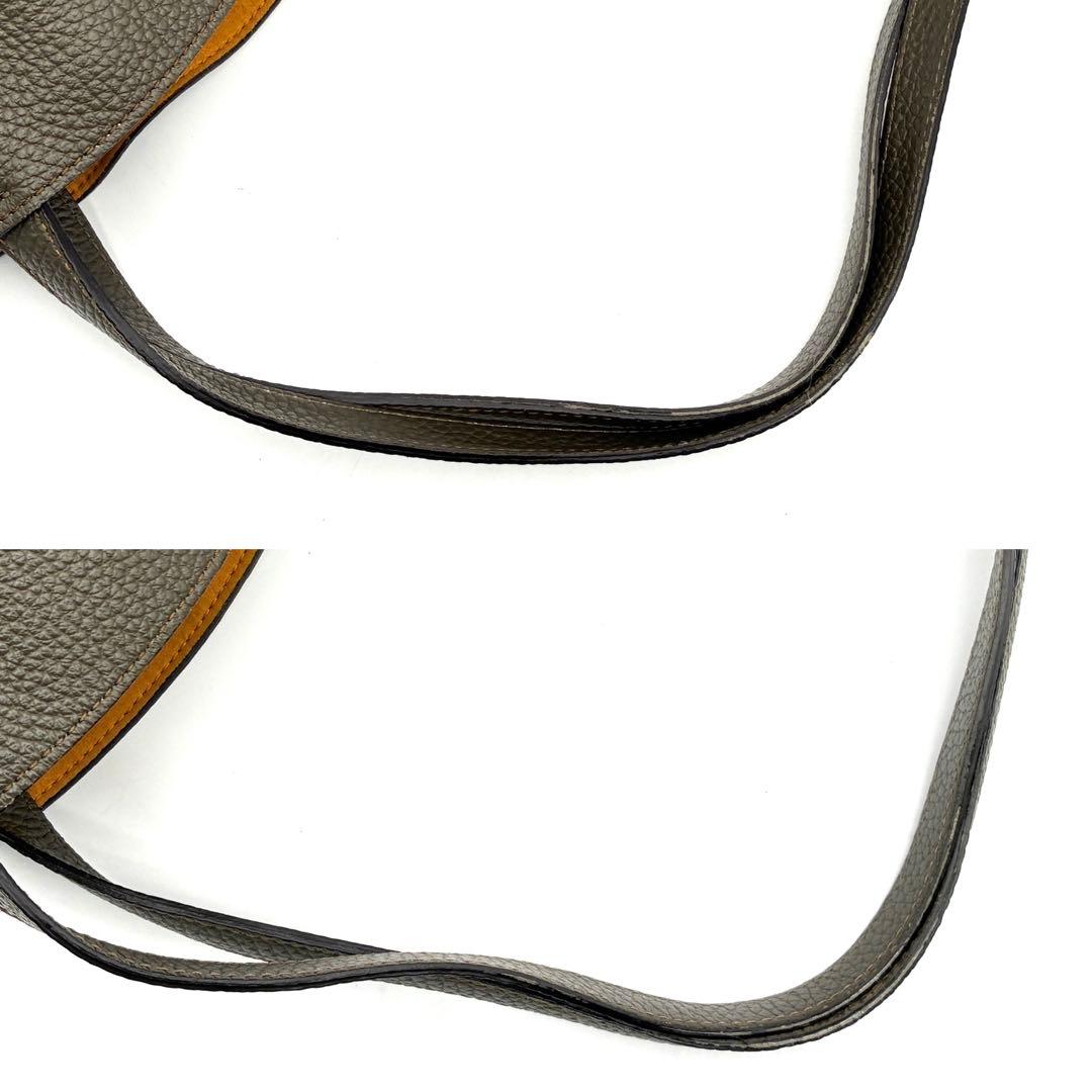 美品 フルラ プリムラ ホーボーバッグ L レザー 肩掛け A4可 カーキ