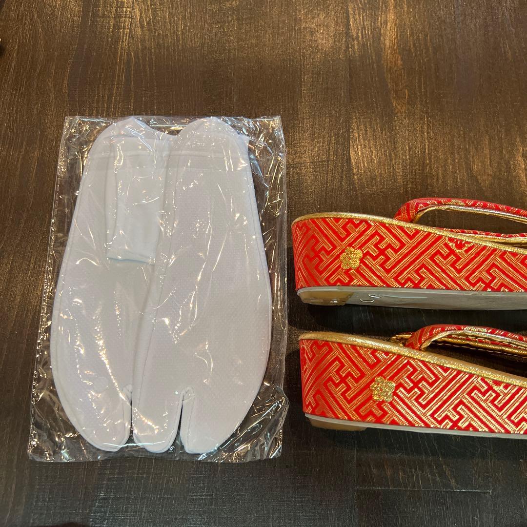 アンティーク 七五三 七歳 着物 作り帯 草履他小物一式 フルセット 御所車 絹