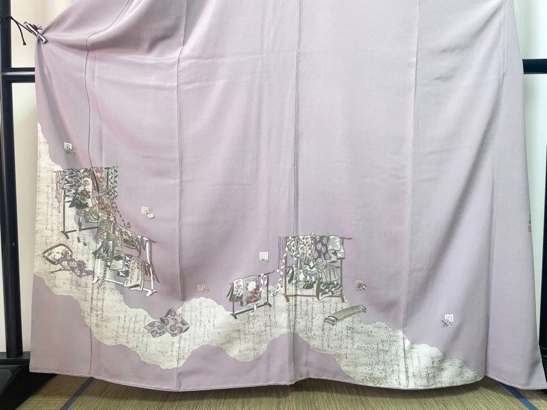 ［ 色留袖 ］正絹　薄紫　衣桁　源氏香　松尾光琳　作家物　着物　一つ紋