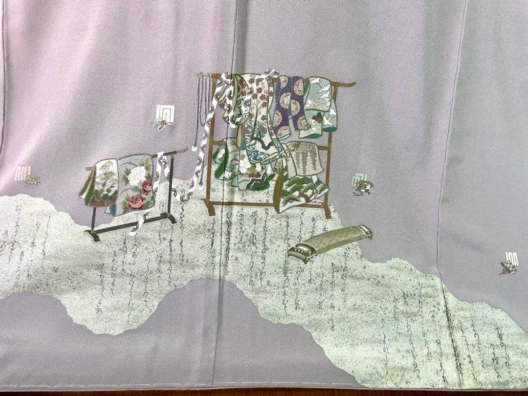 ［ 色留袖 ］正絹　薄紫　衣桁　源氏香　松尾光琳　作家物　着物　一つ紋