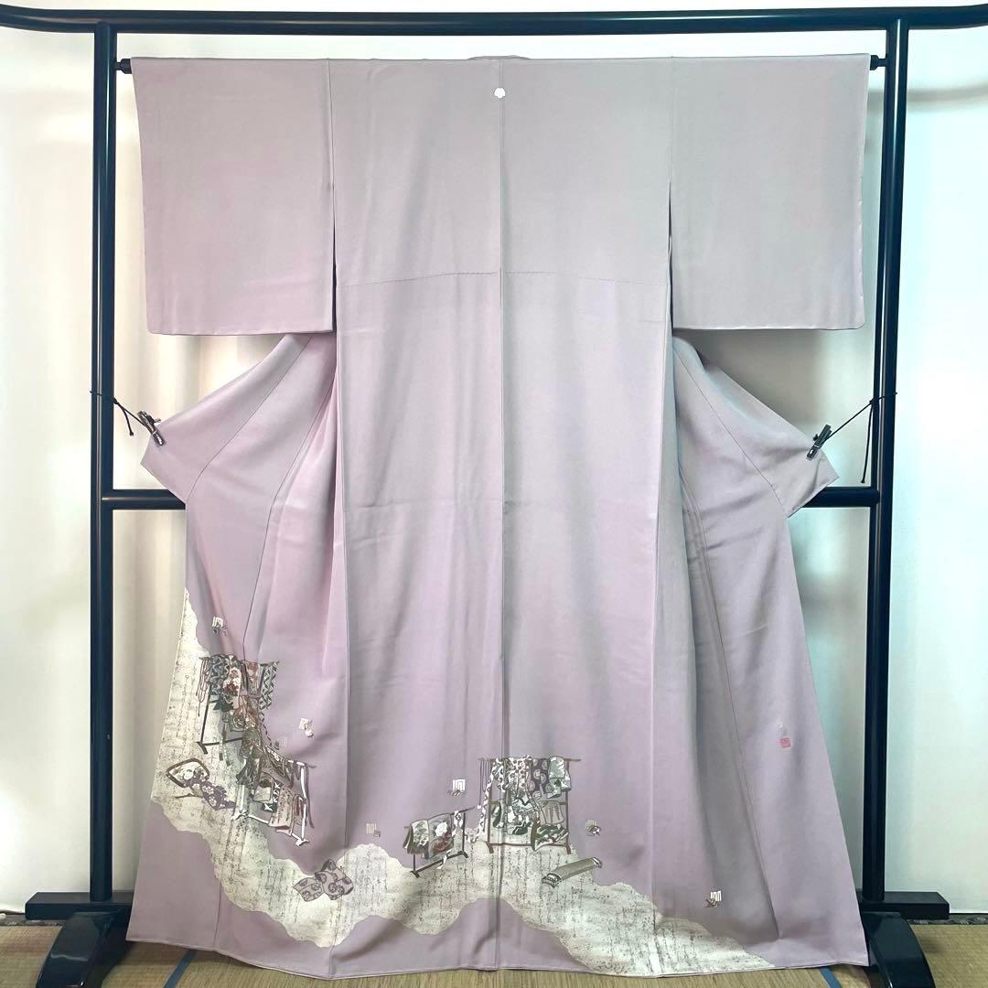 ［ 色留袖 ］正絹　薄紫　衣桁　源氏香　松尾光琳　作家物　着物　一つ紋
