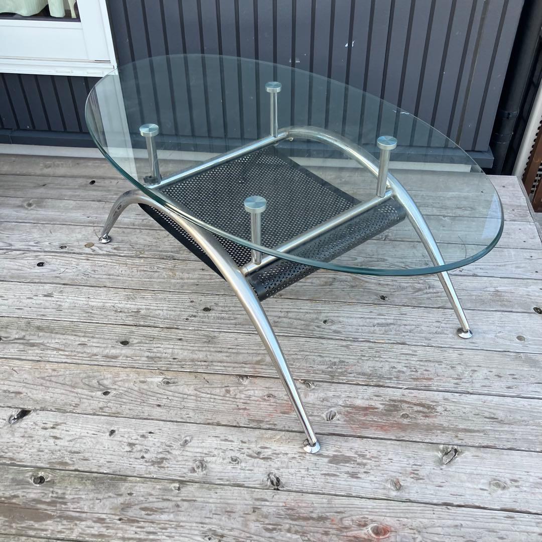 北欧レトロ ミッドセンチュリー アイアンフレームセンターテーブル ガラステーブル