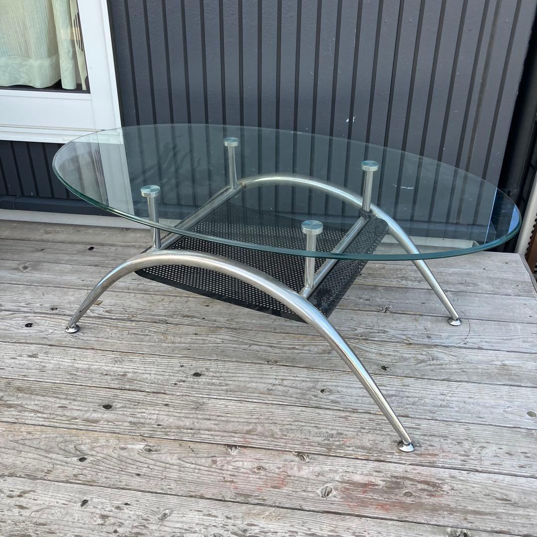 北欧レトロ ミッドセンチュリー アイアンフレームセンターテーブル ガラステーブル