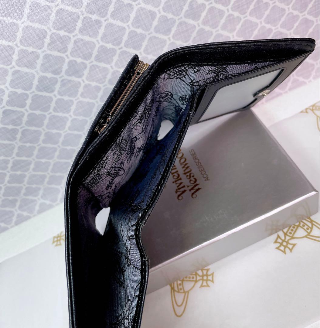 【新作✩内柄も素敵】Vivienne Westwood 三折財布 マット黒